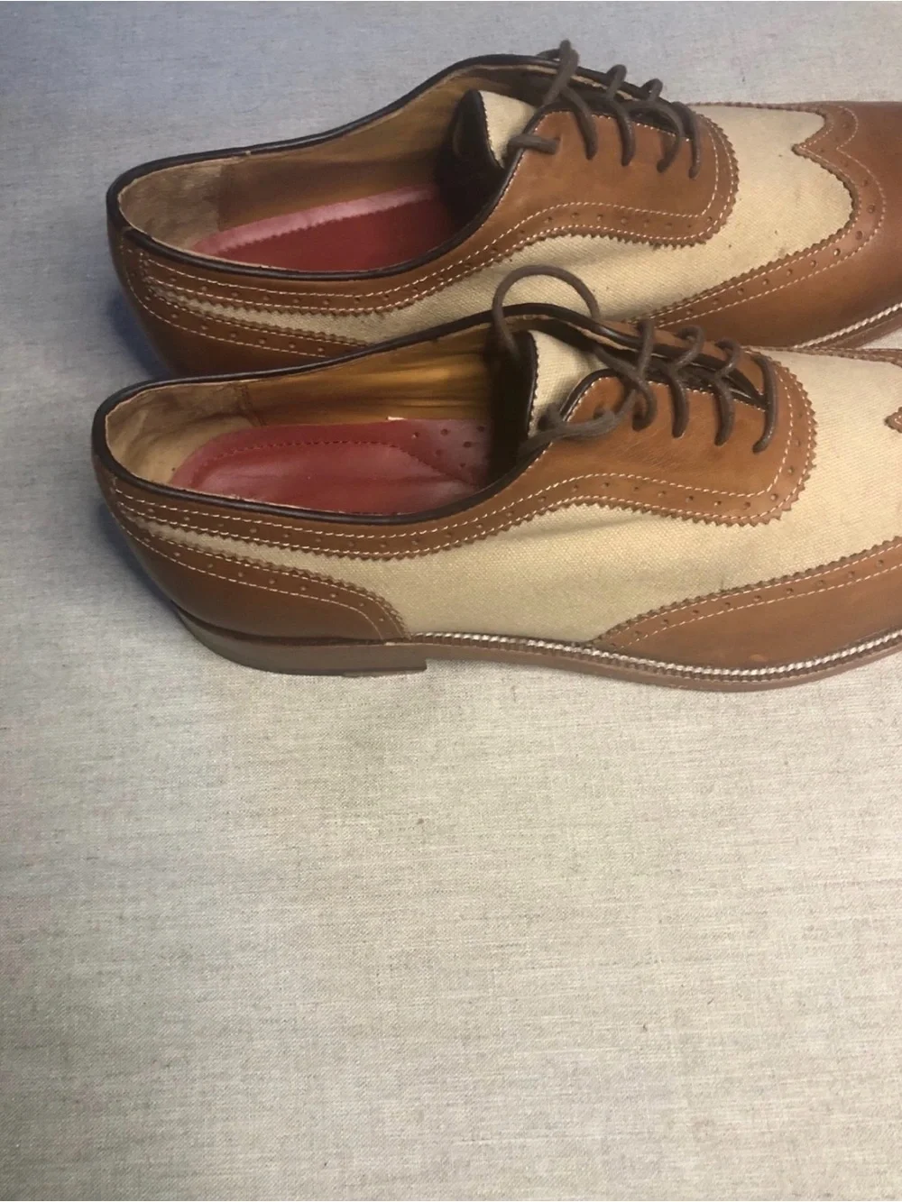 Men's Two-Tone Brown and Cream Wingtip Oxford Shoes